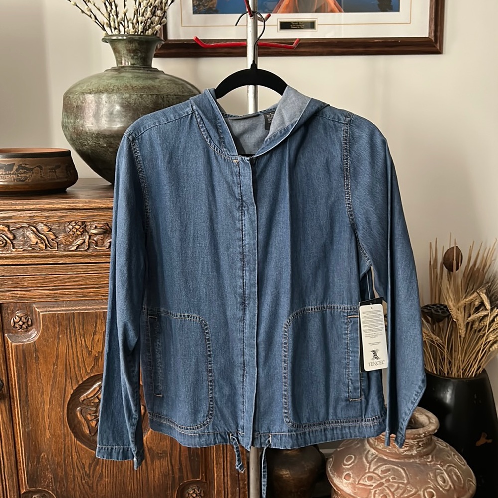 NWT 90s Relativity Denim Jacket with Hood Colton Tencel Blend